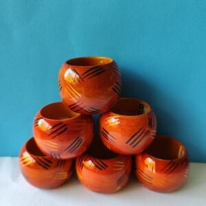 4/$50⭐️KANISHKA Hand Painted Decorative Wooden Napkin Rings made in India X6